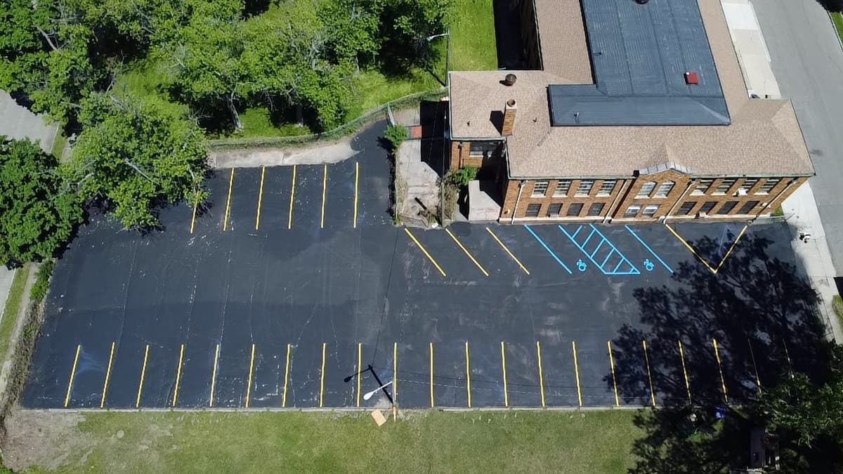 Commercial Parking Lot Sealcoating & Striping - after